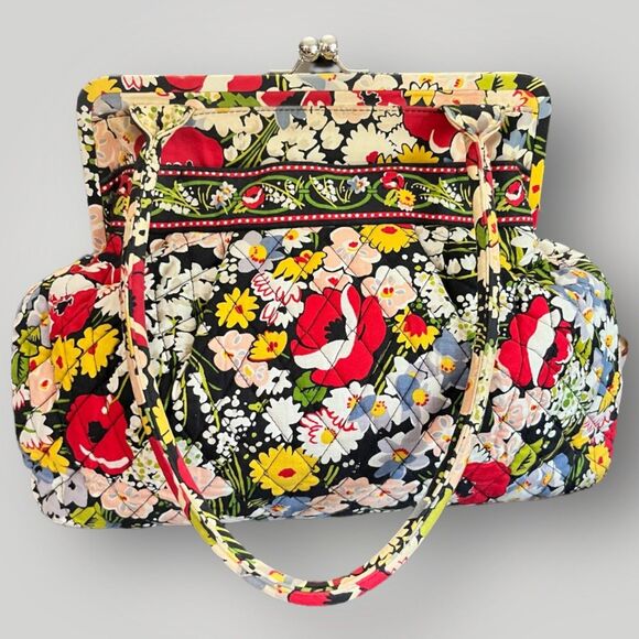 Vera Bradley Handbags - Vera Bradley Floral‎ Bouquet Satchel Top Handle Kiss Lock Quilted Bag Purse